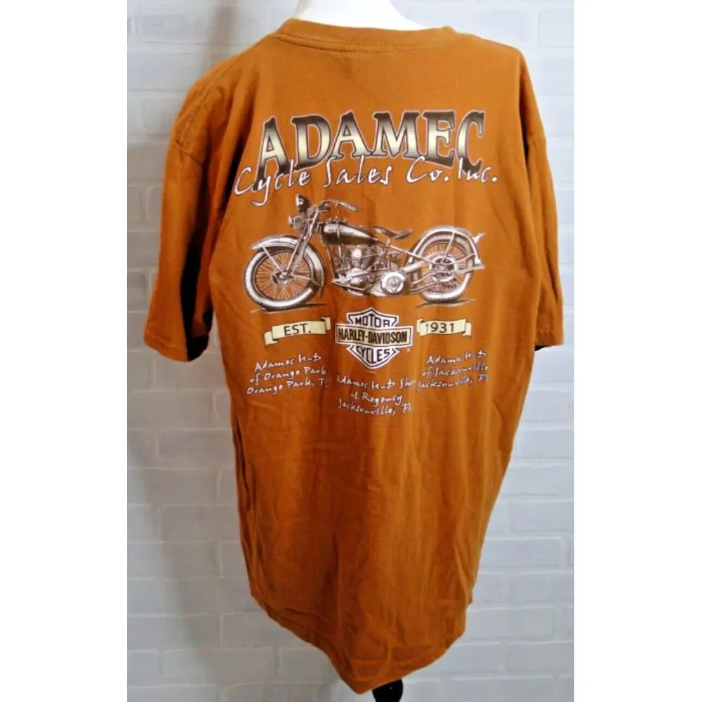 Harley Davidson Orange T-shirt Adamec‎ Florida Cycle sales co. Inc.